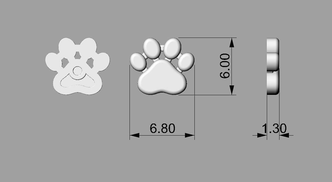 Paw Pendant and Earrings 3D print model_3