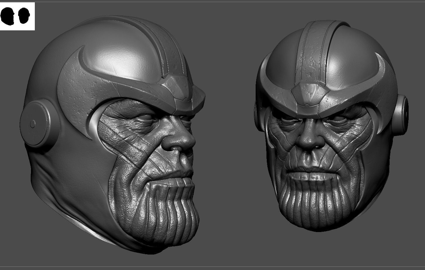 Thanos Head Comic Style 3D print model_2