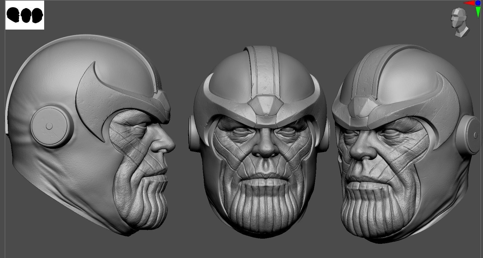 Thanos Head Comic Style 3D print model_5