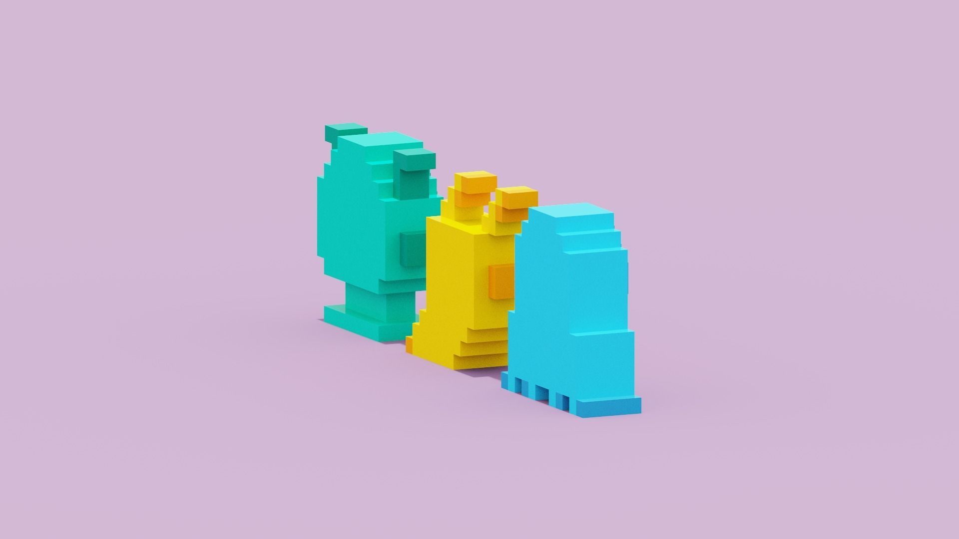 Voxel Aliens Low-poly 3D model_9