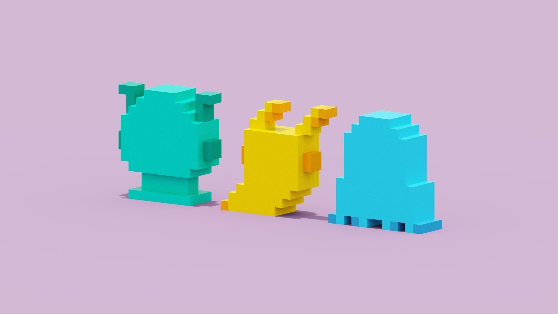 Voxel Aliens Low-poly 3D model_8