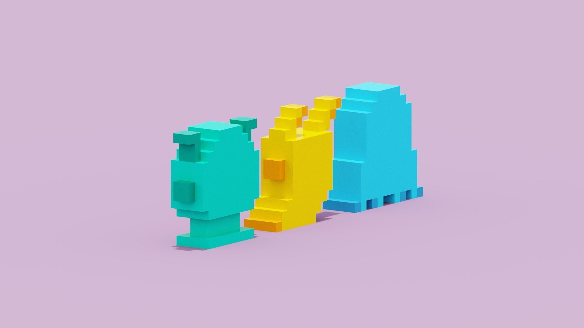 Voxel Aliens Low-poly 3D model_5