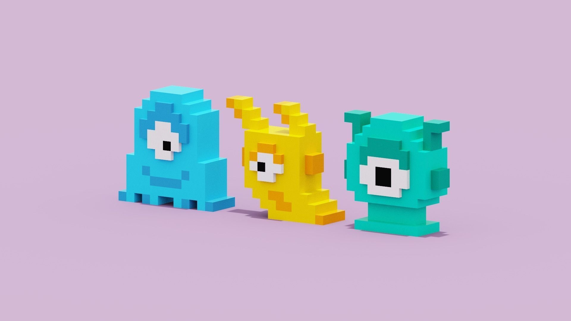 Voxel Aliens Low-poly 3D model_2