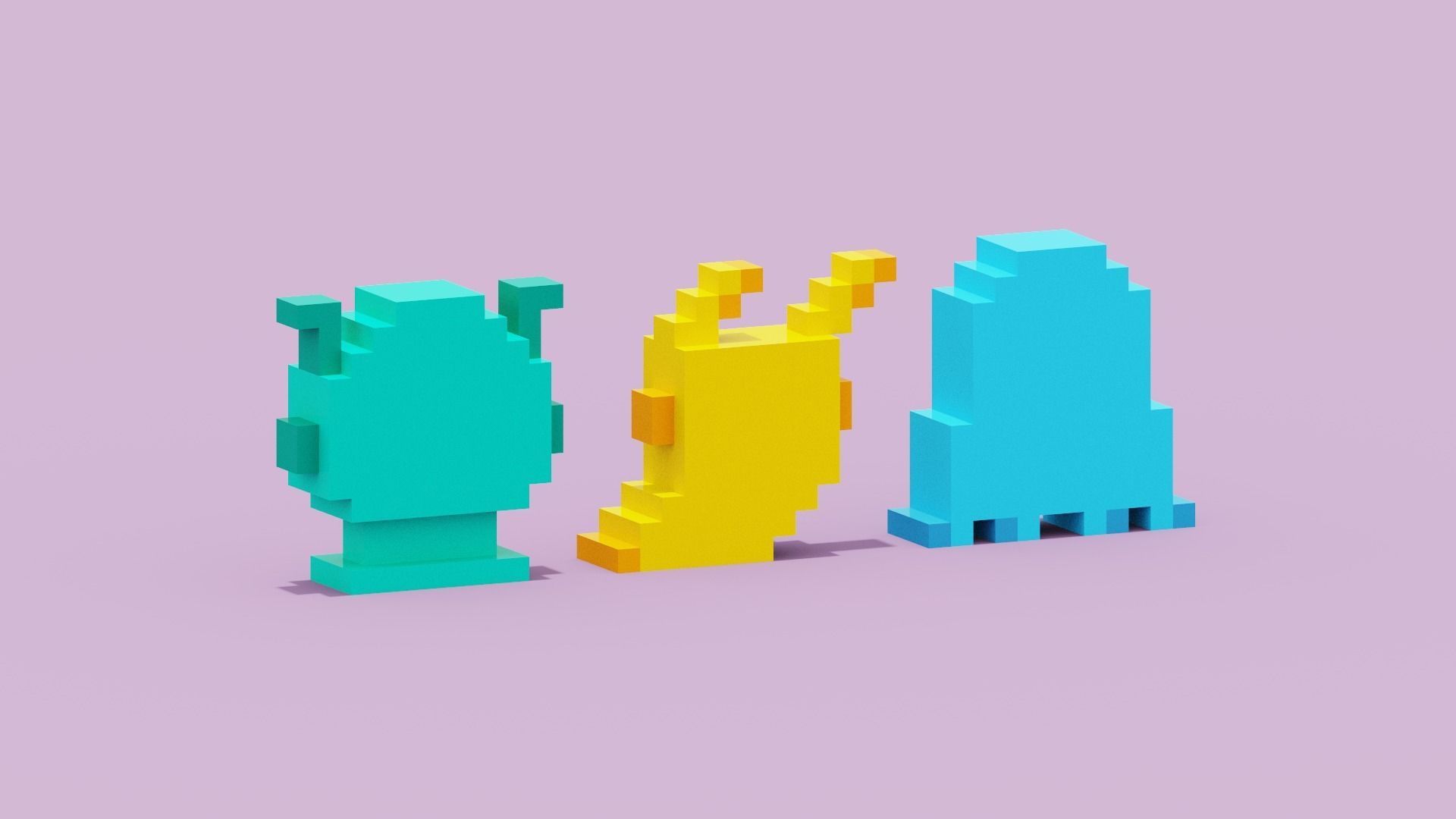 Voxel Aliens Low-poly 3D model_6