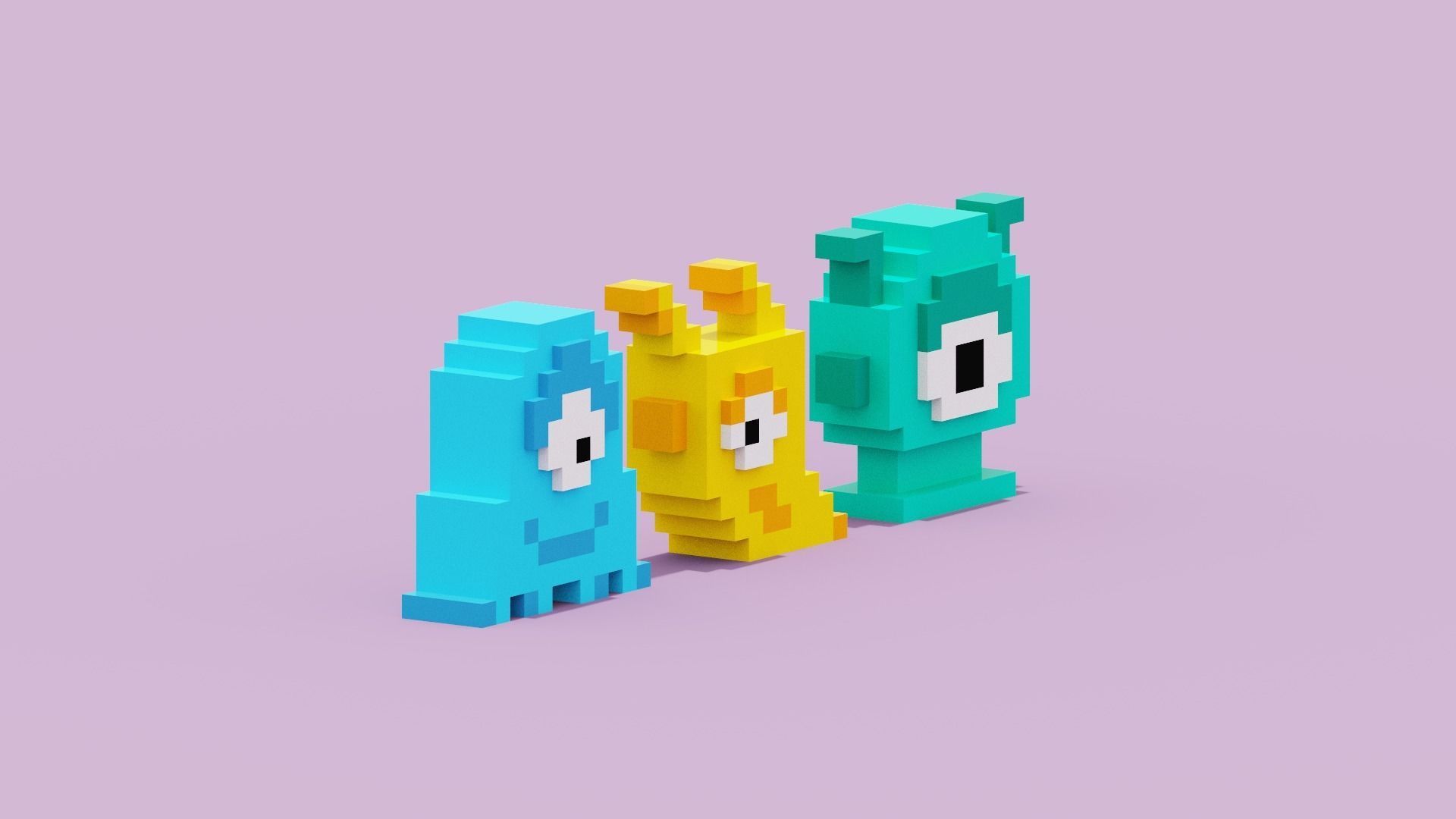 Voxel Aliens Low-poly 3D model_11