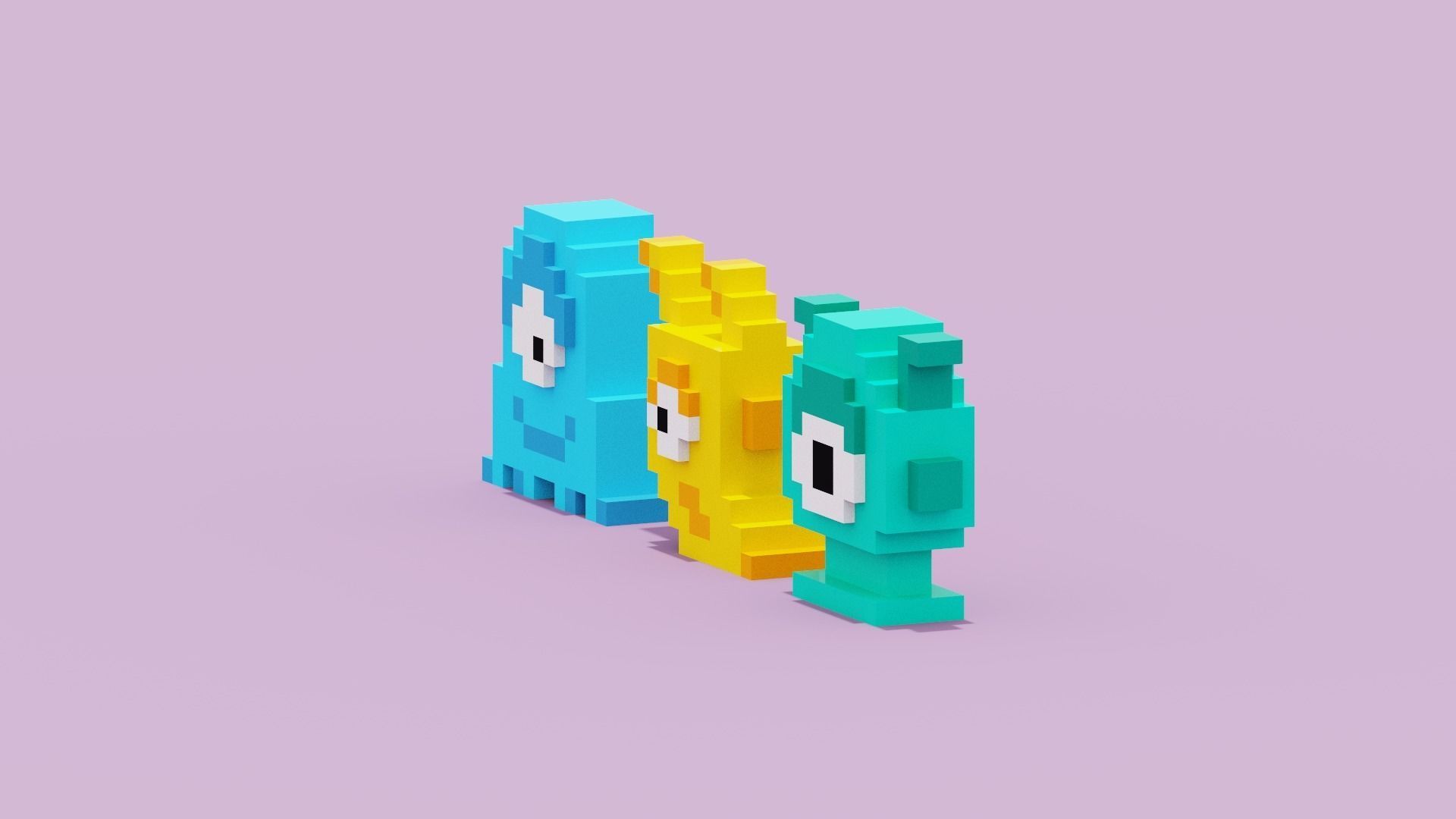 Voxel Aliens Low-poly 3D model_3