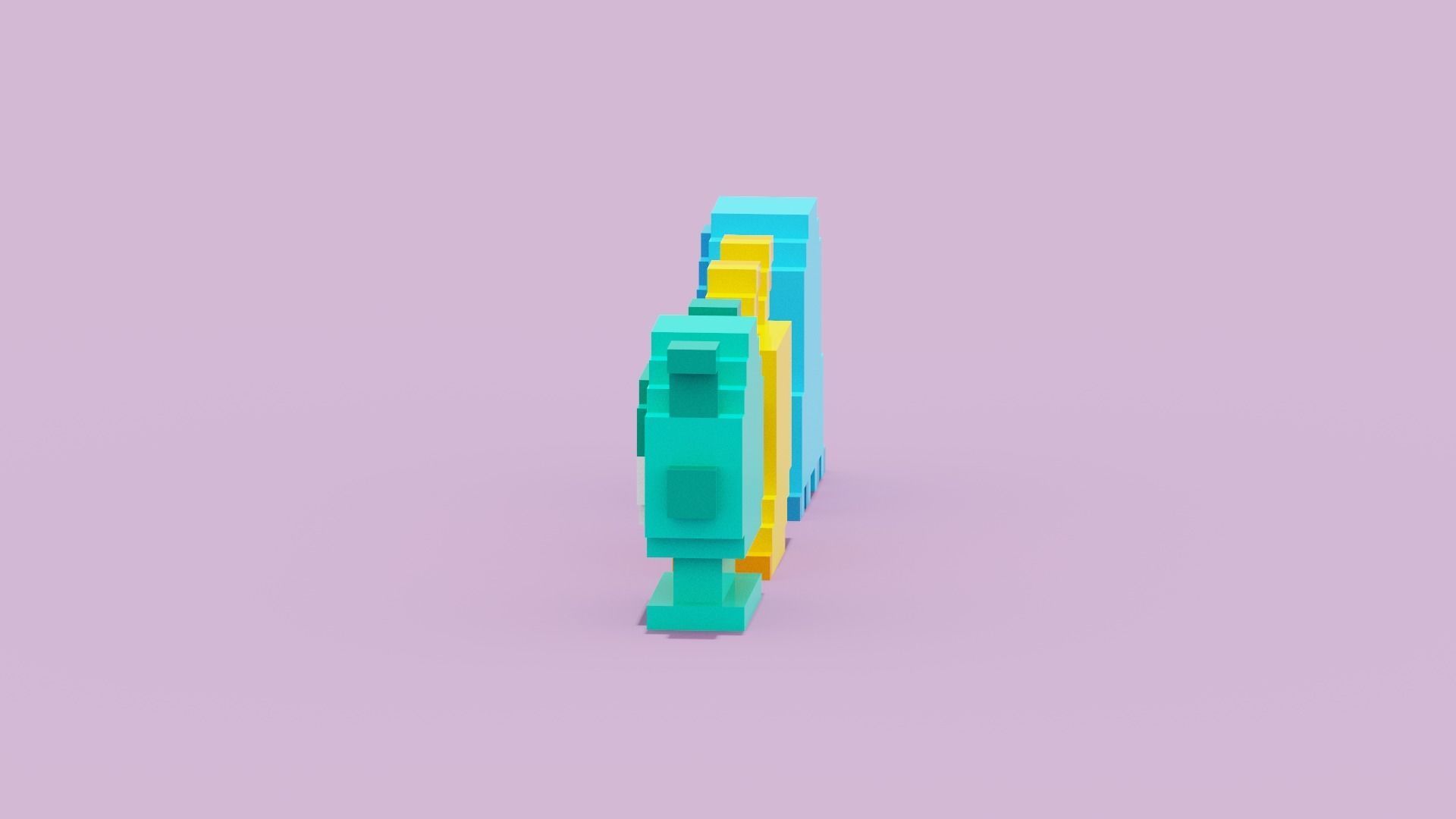Voxel Aliens Low-poly 3D model_4
