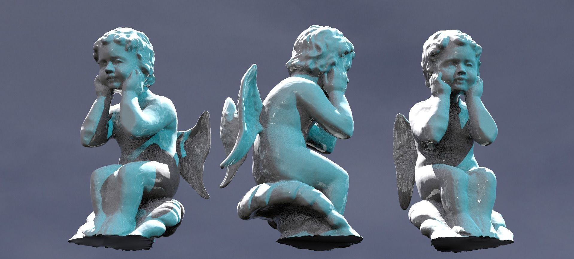 Cherub Sculpture 2 3D model_1