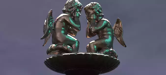Cherub Sculpture on Baroque Shell 