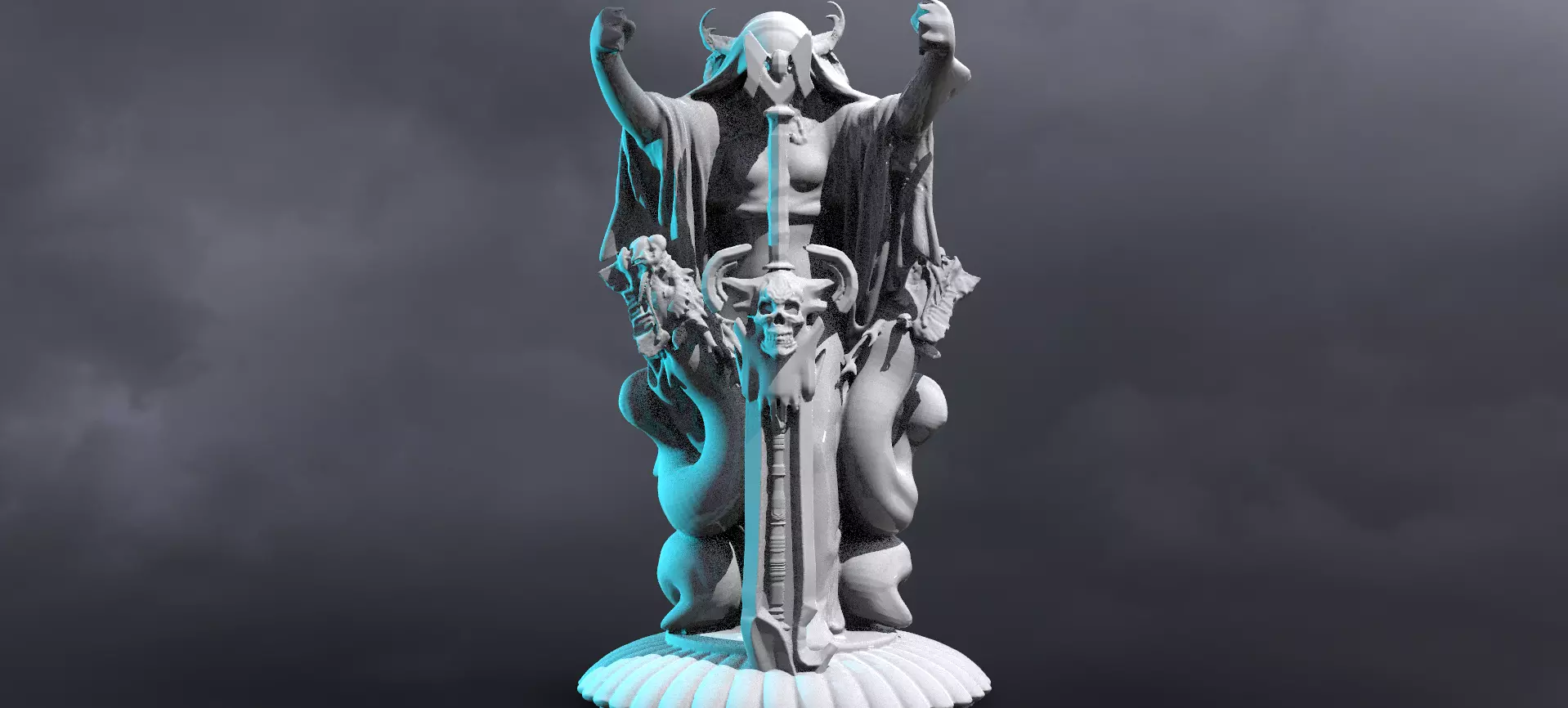 Halloween Reaper with Claymore Sculpture  3D model_0