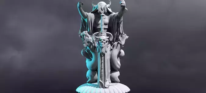 Halloween Reaper with Claymore Sculpture 
