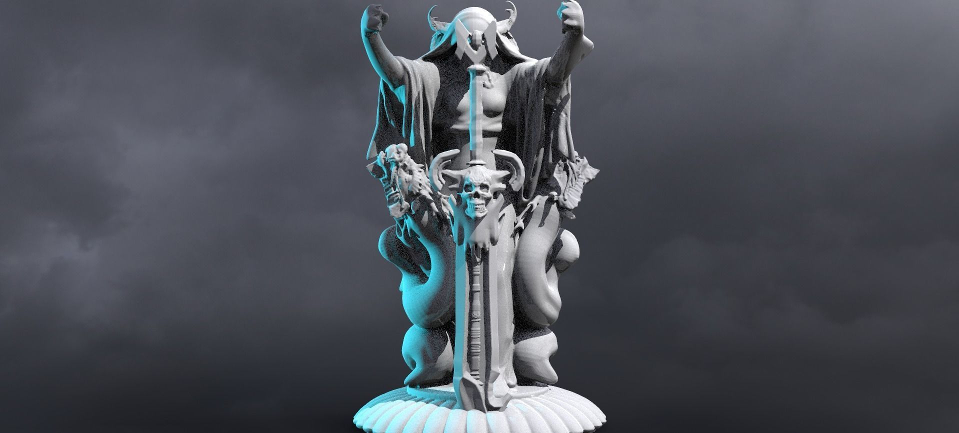 Halloween Reaper with Claymore Sculpture  3D model_1