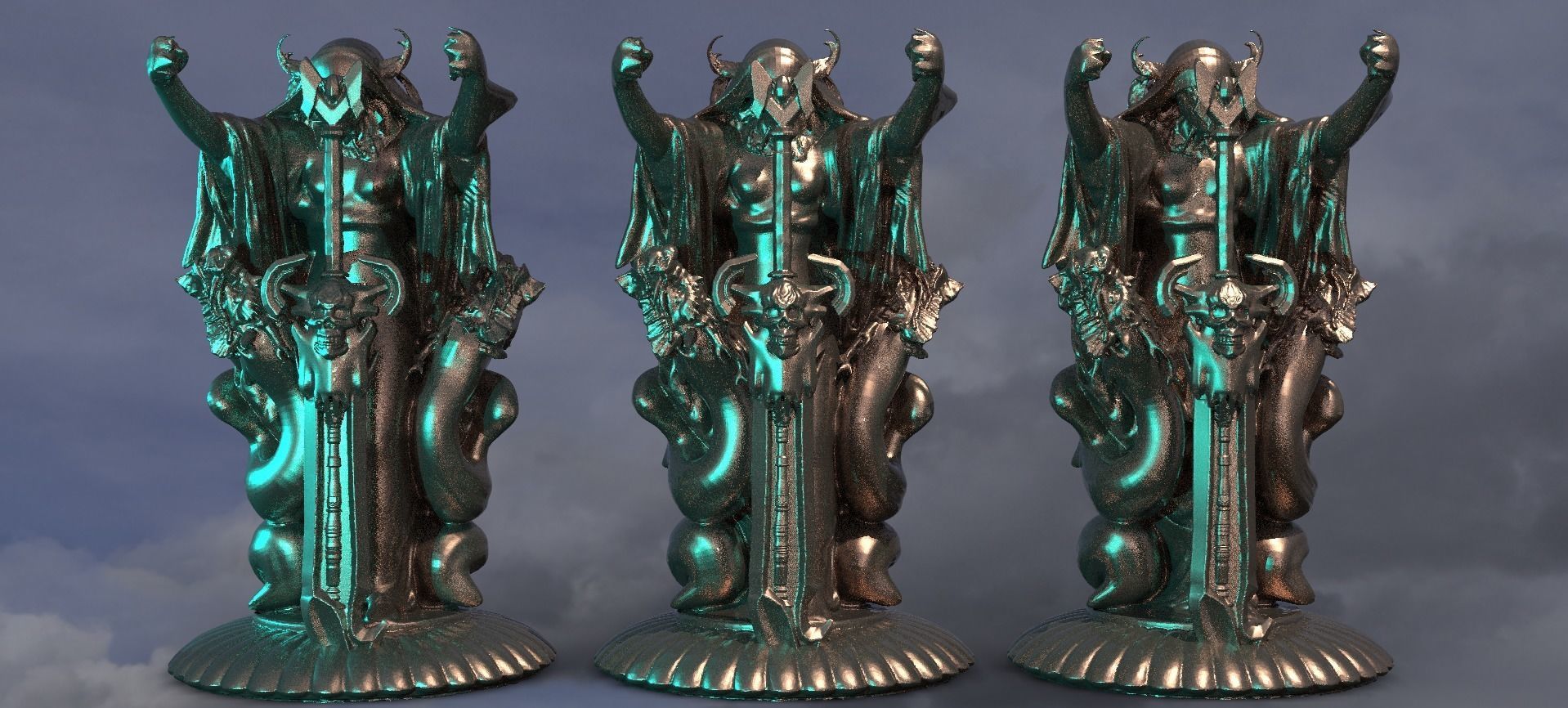 Halloween Reaper with Claymore Sculpture 2 3D model_1