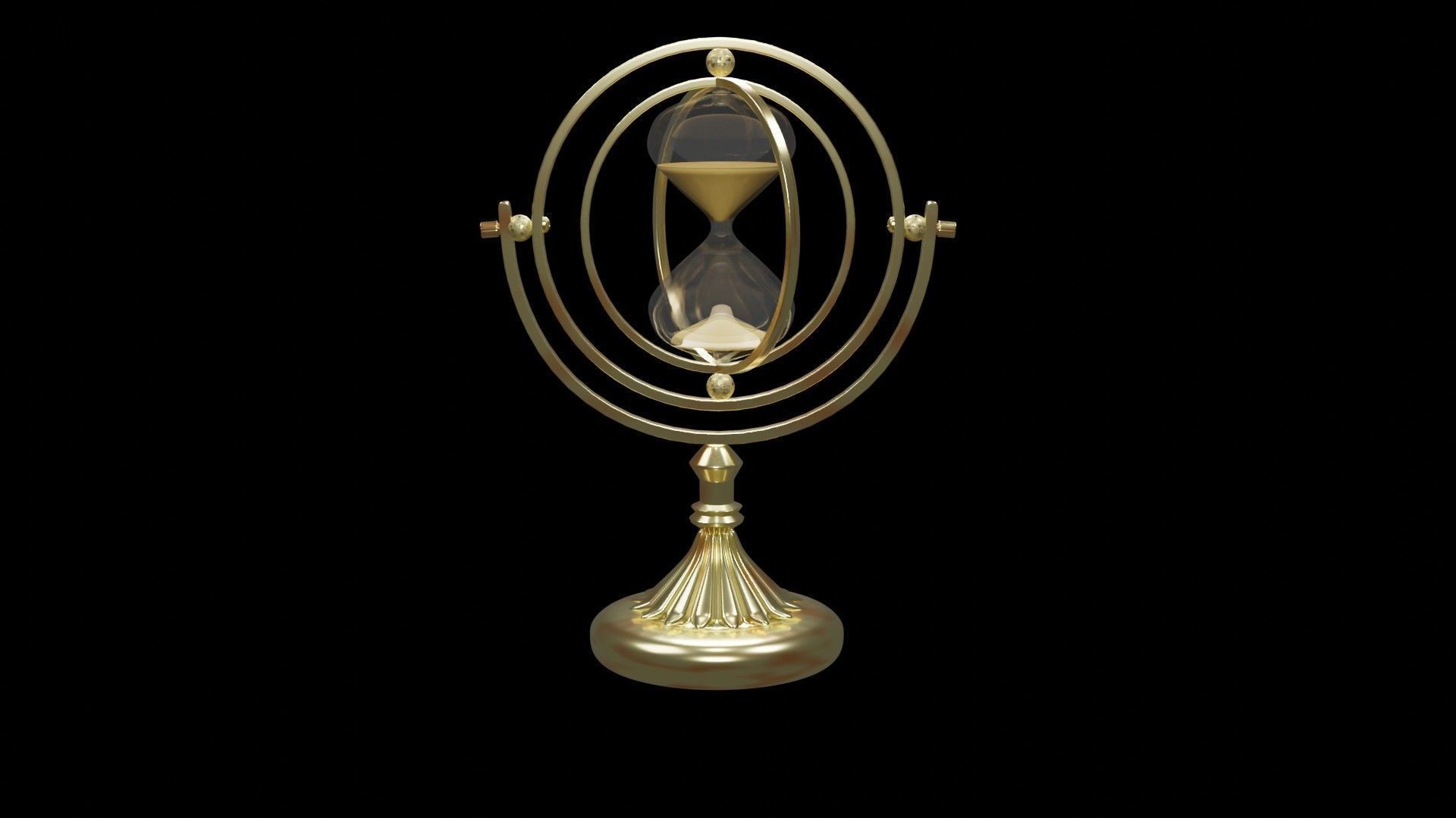 Hourglass golden Free 3D model_1