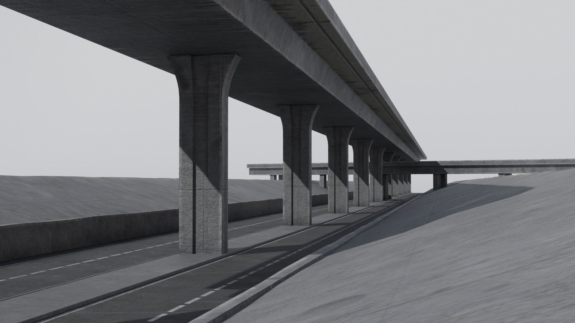Dystopian Highway Scene with 8K and 4K Textures Low-poly 3D model_7