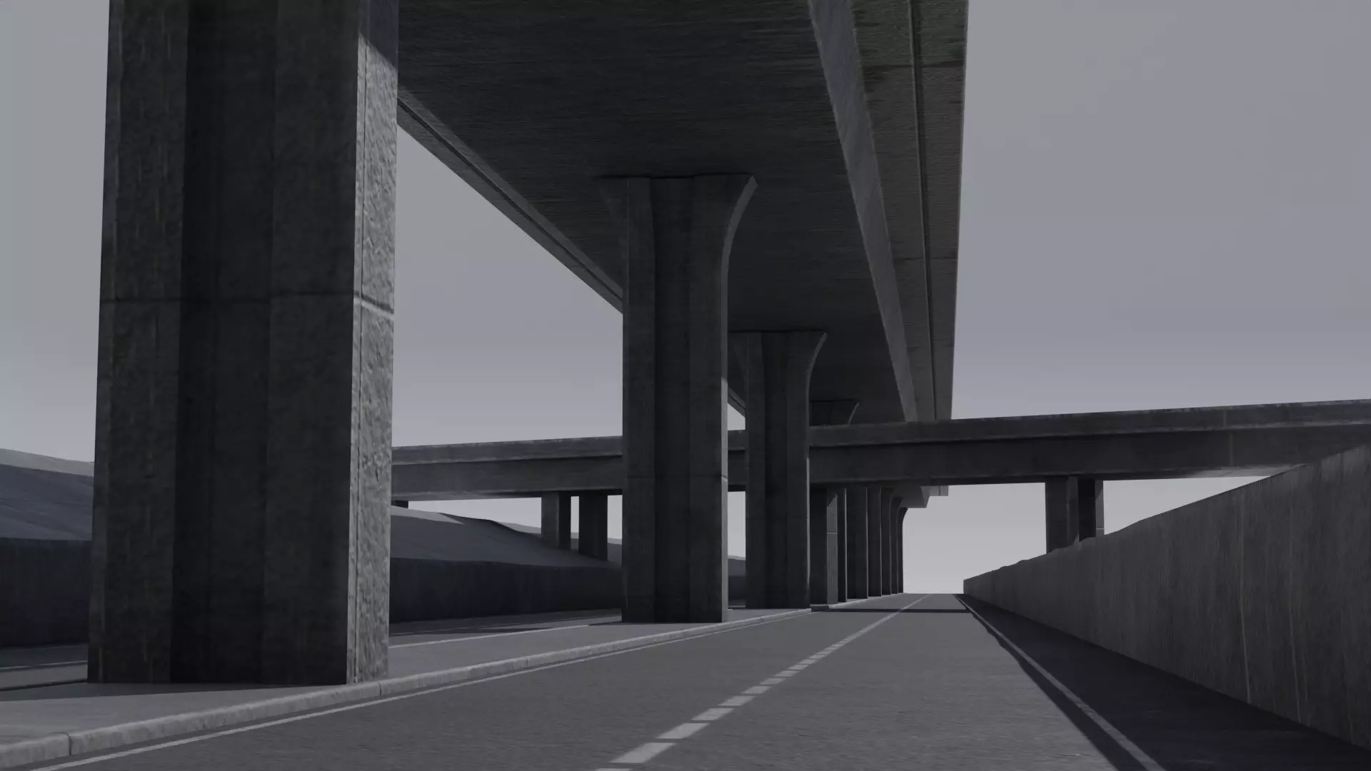 Dystopian Highway Scene with 8K and 4K Textures Low-poly 3D model_0