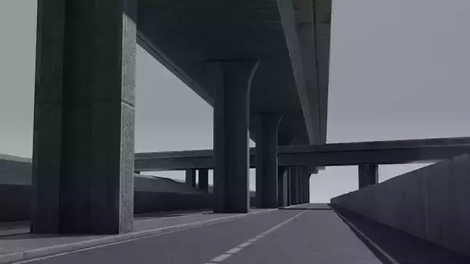 Dystopian Highway Scene with 8K and 4K Textures Low-poly 3D model