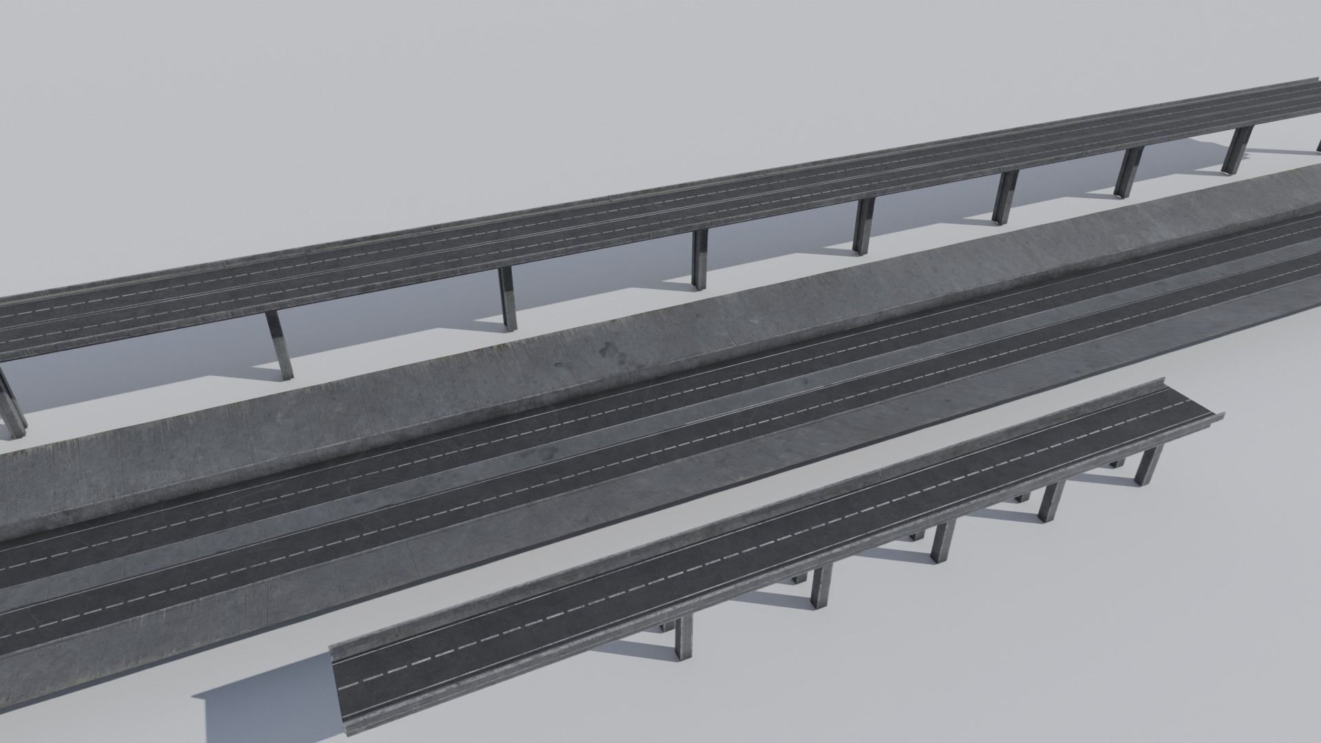 Dystopian Highway Scene with 8K and 4K Textures Low-poly 3D model_11