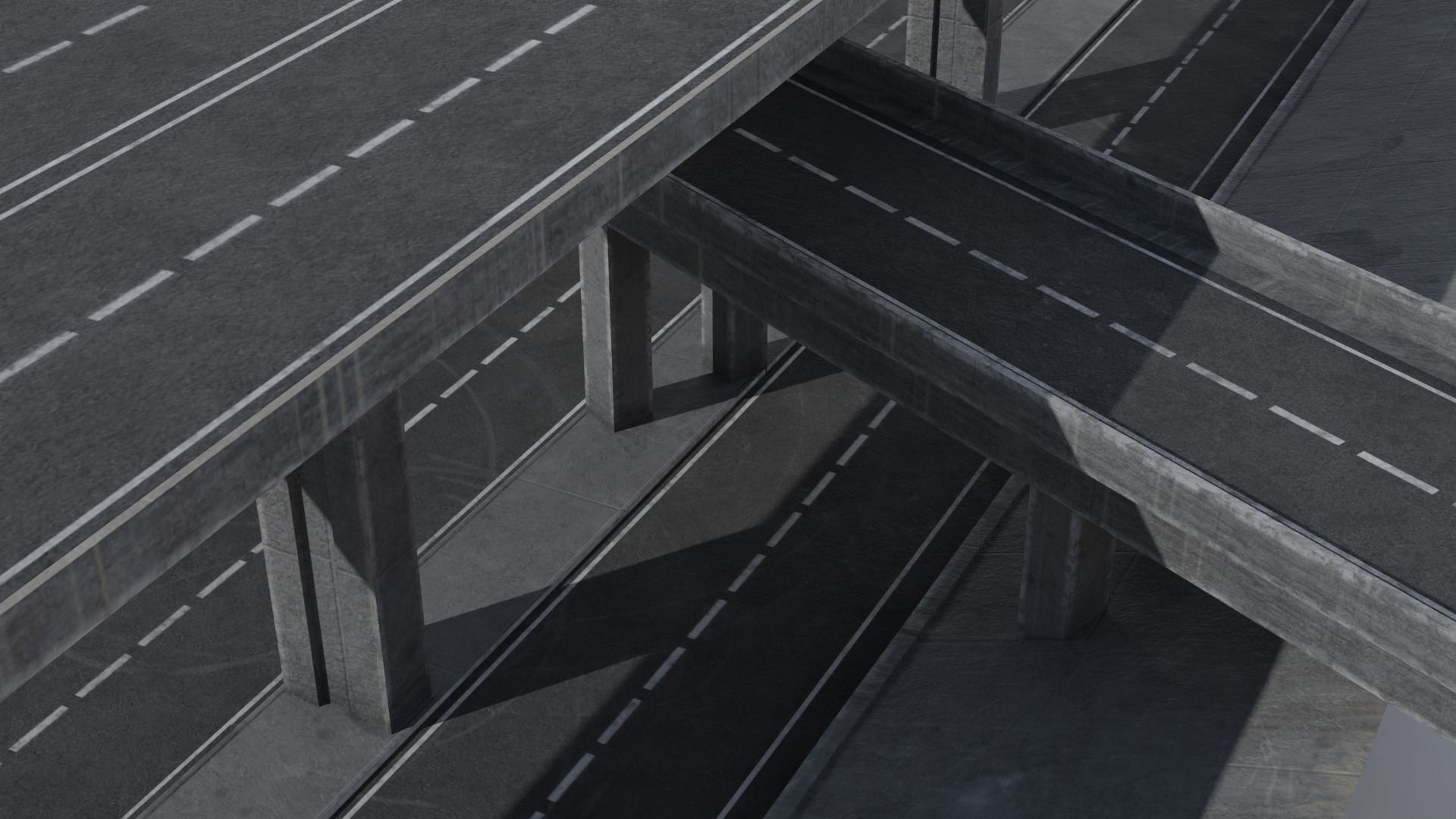 Dystopian Highway Scene with 8K and 4K Textures Low-poly 3D model_8