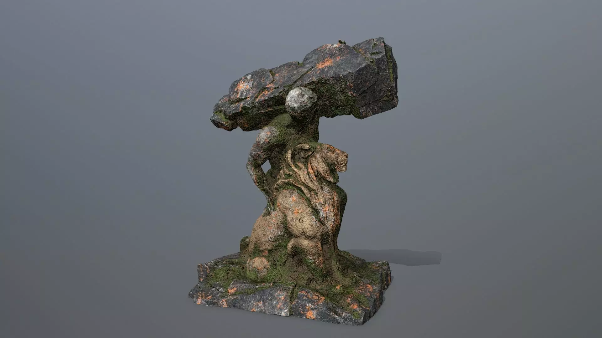 Hercules and Lion Low-poly 3D model_0