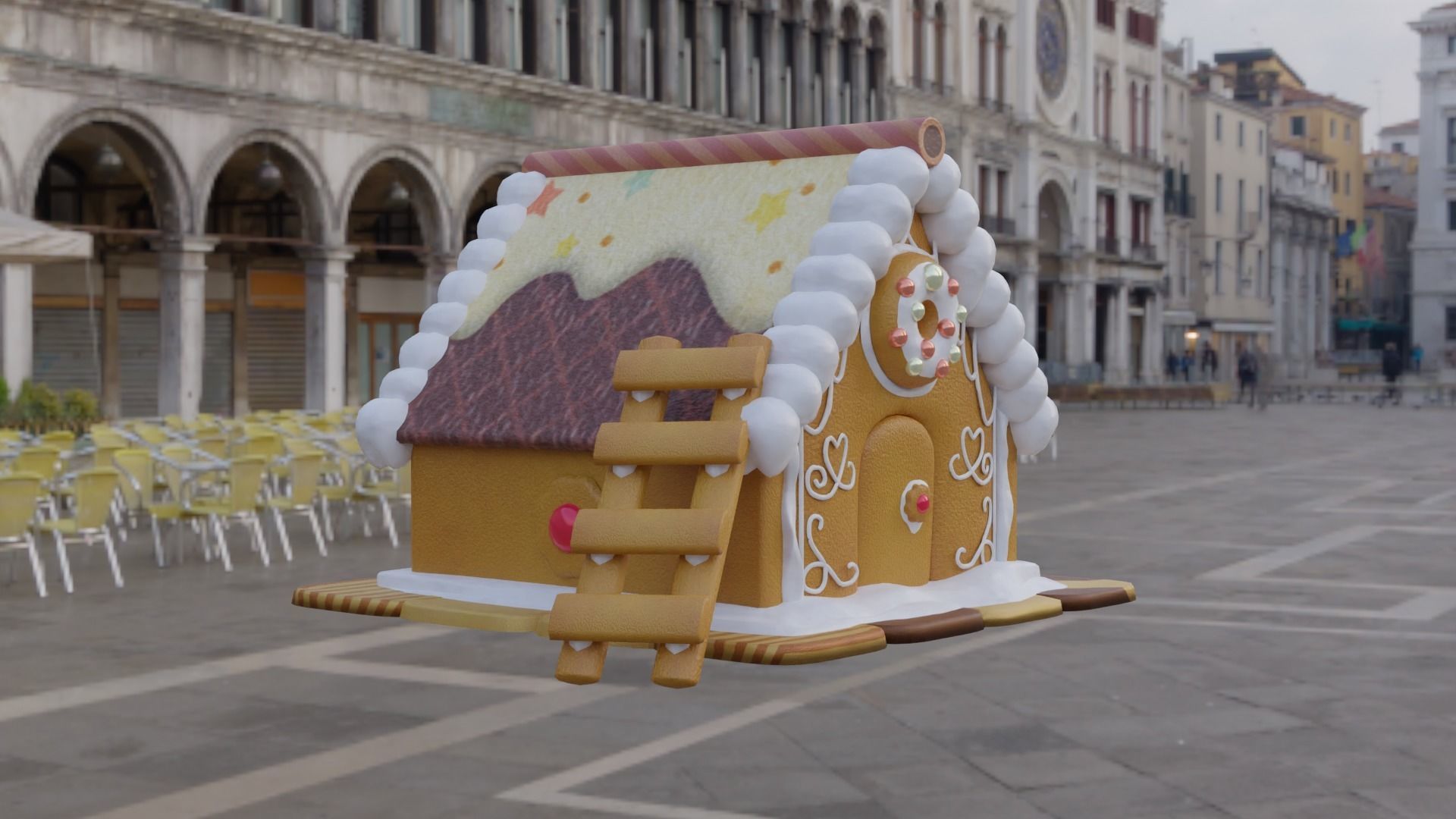 Gingerbread House 3D model Low-poly 3D model_4