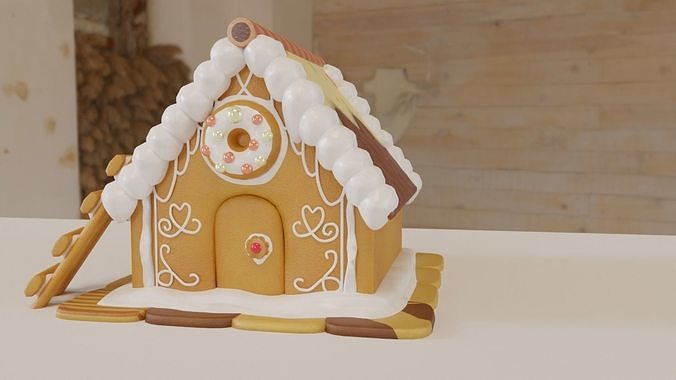 Gingerbread House 3D model Low-poly 3D model