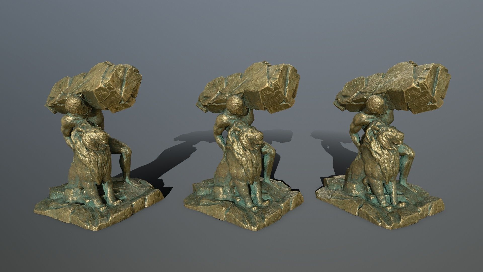 Hercules and Lion Low-poly 3D model_9