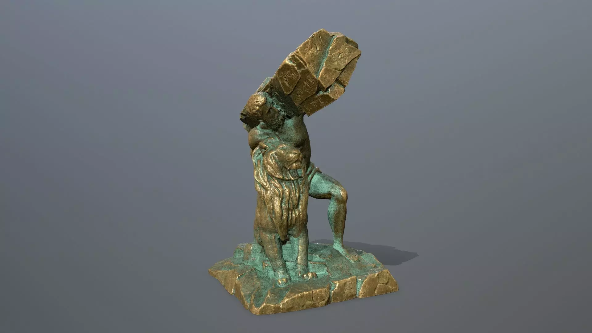 Hercules and Lion Low-poly 3D model_0