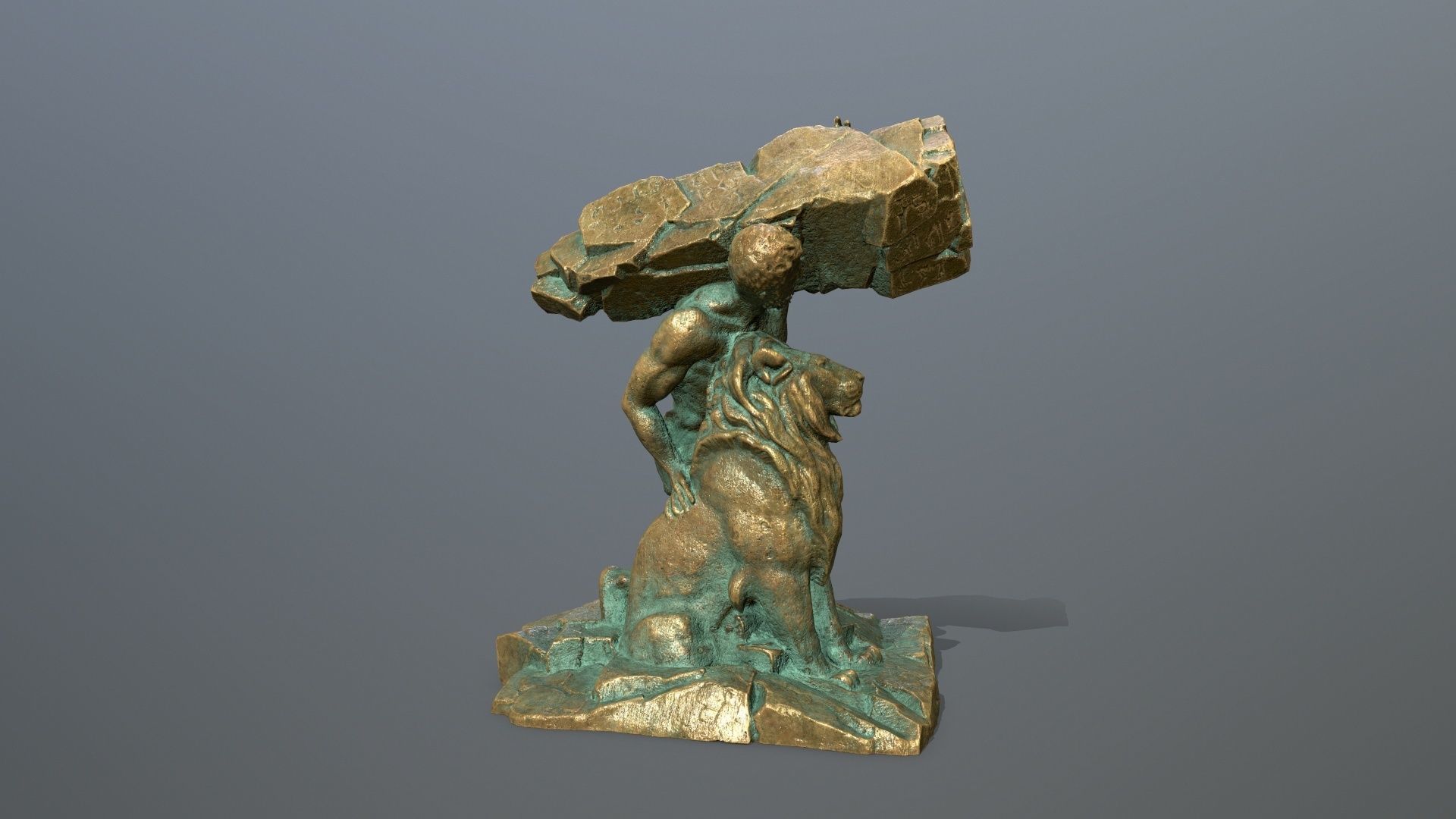 Hercules and Lion Low-poly 3D model_1