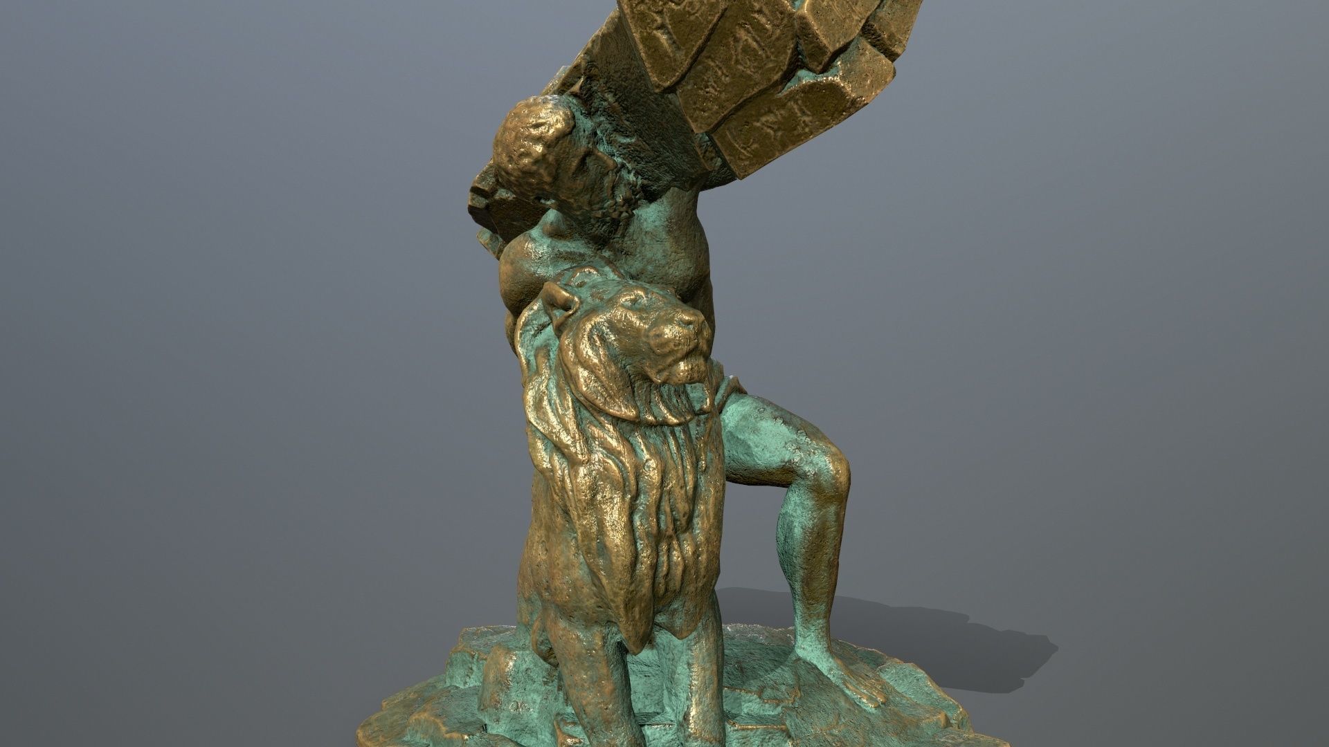 Hercules and Lion Low-poly 3D model_7