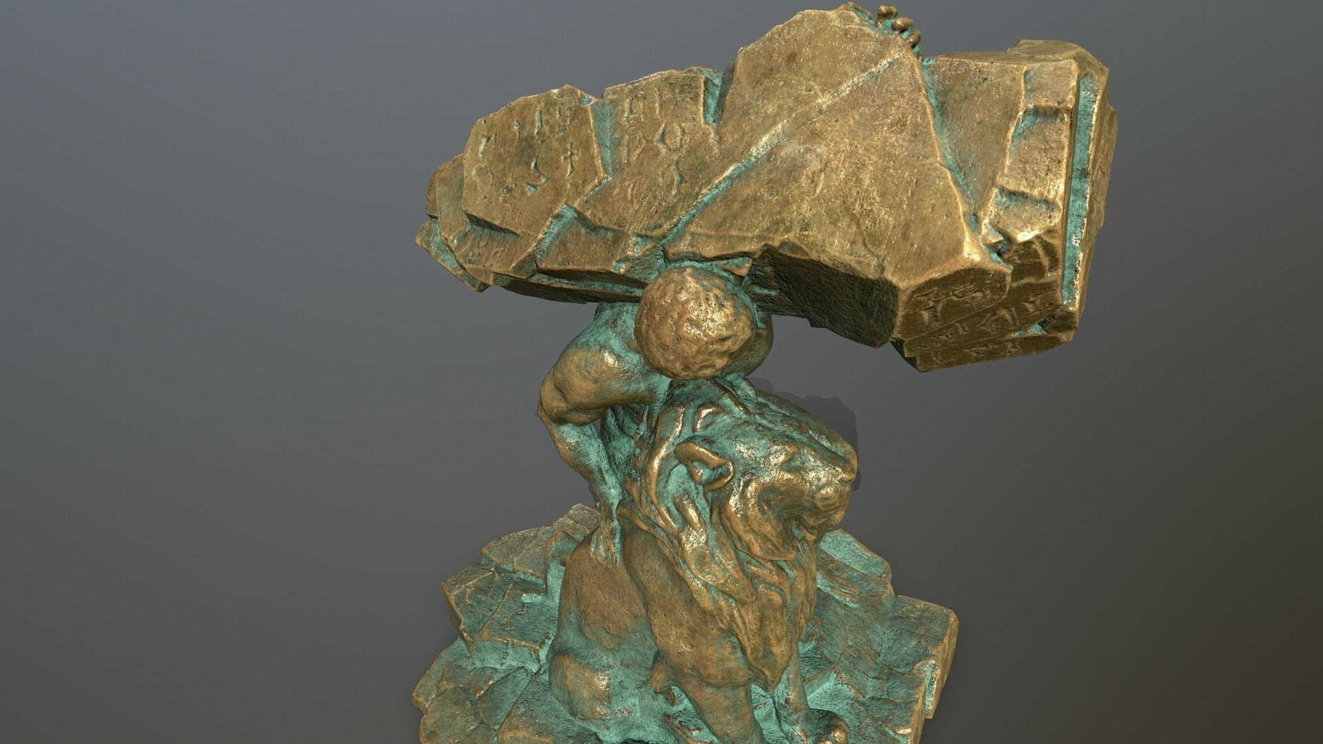 Hercules and Lion Low-poly 3D model_8