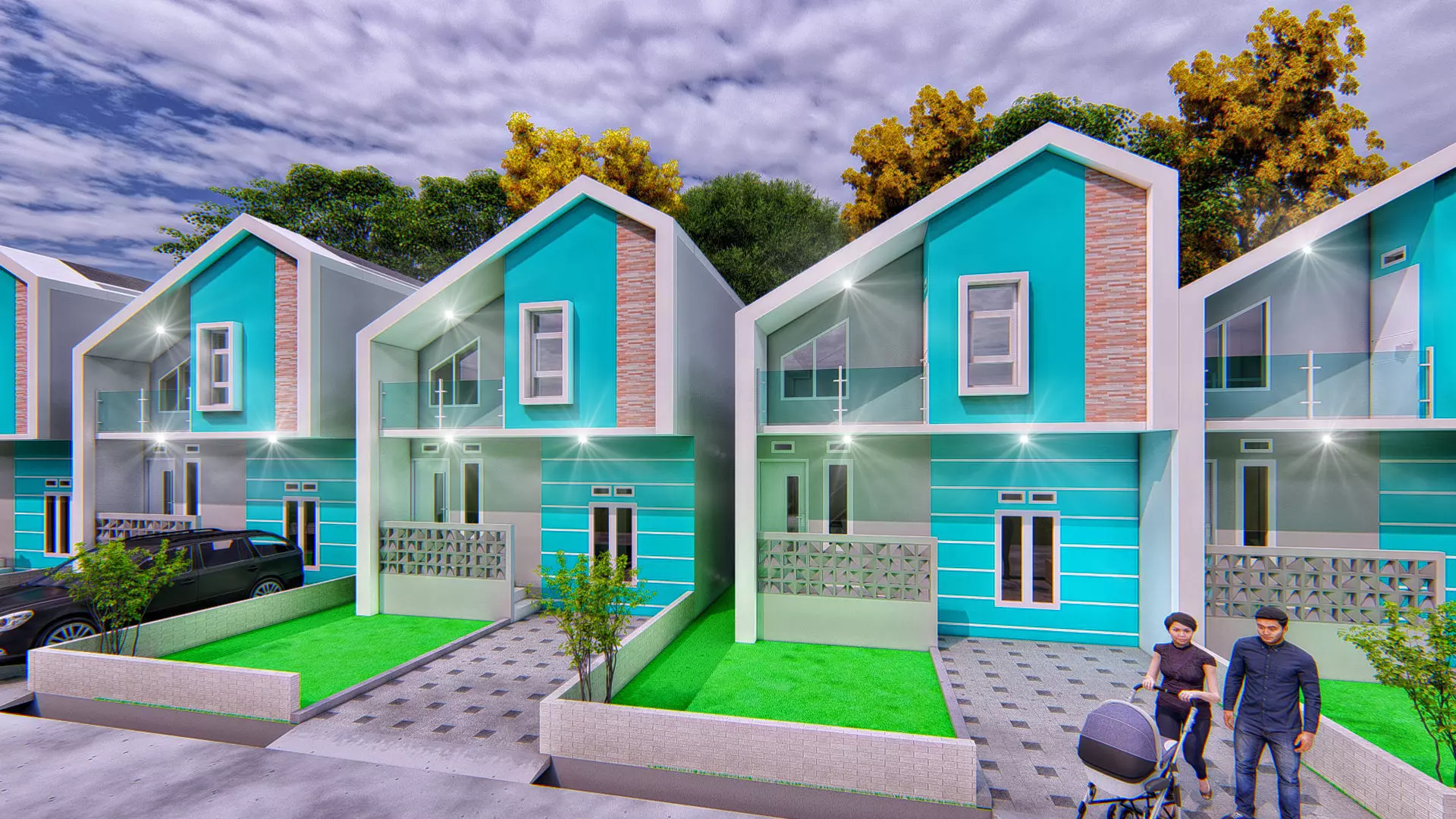 Komplek Rumah Skandinavian Eropa 3D model