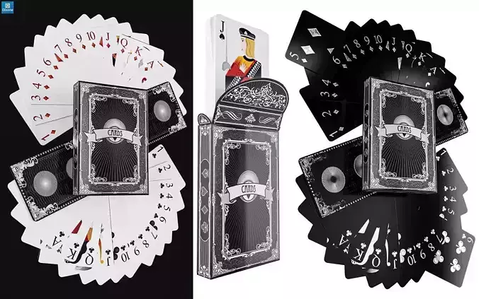 Playing Card Pack 2 Types Low-poly 3D model