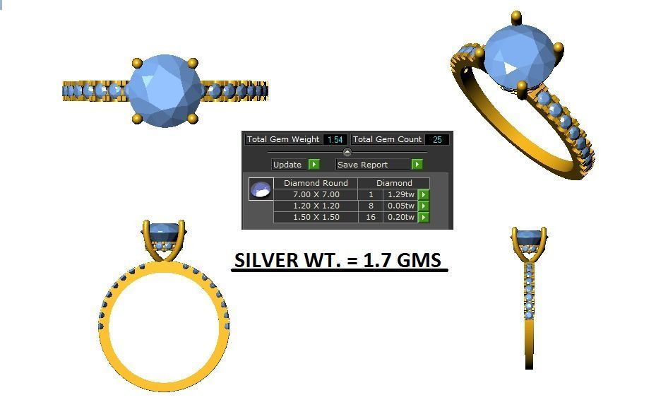 Solitaire Engagement Ring 3dm STL OBJ FBX Renders Details 3D print model_3