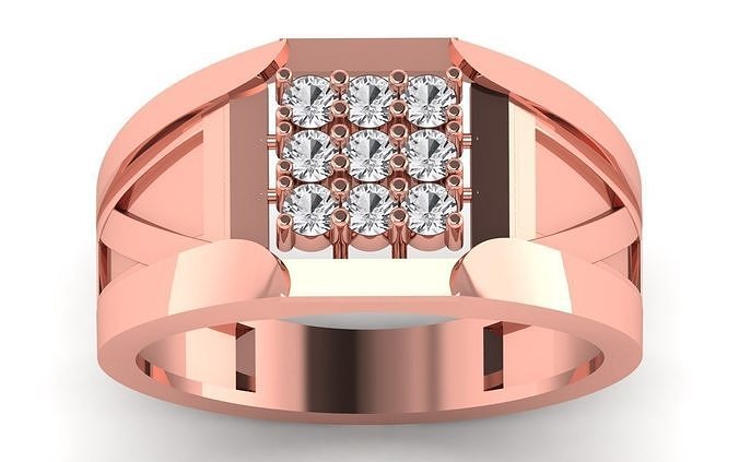 Engament Wedding Silver Diamond Band 3D print model