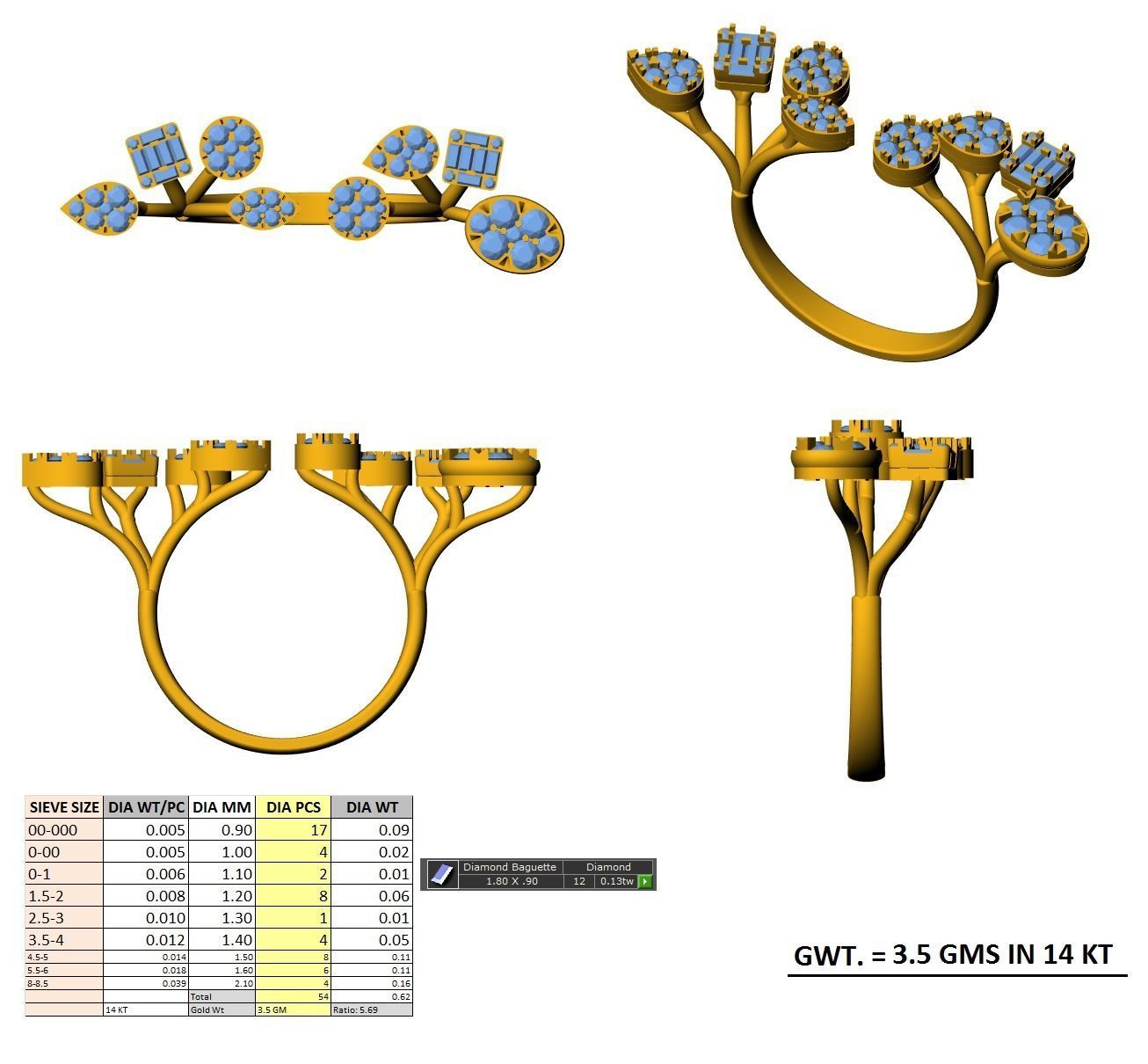Open end Flower Ring 3D print model_3