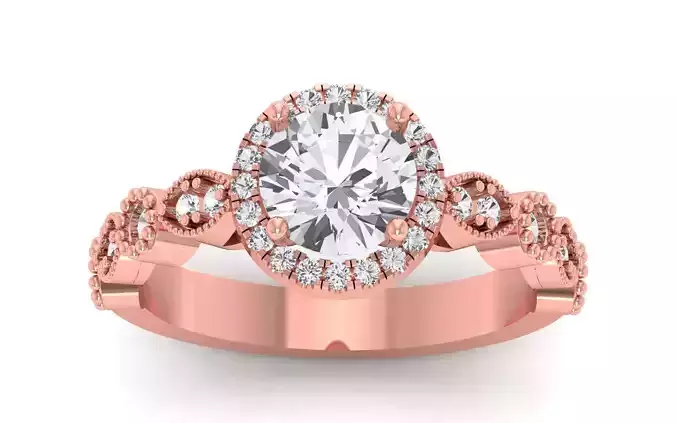 Round Diamond Halo Engagement Ring  3D print model