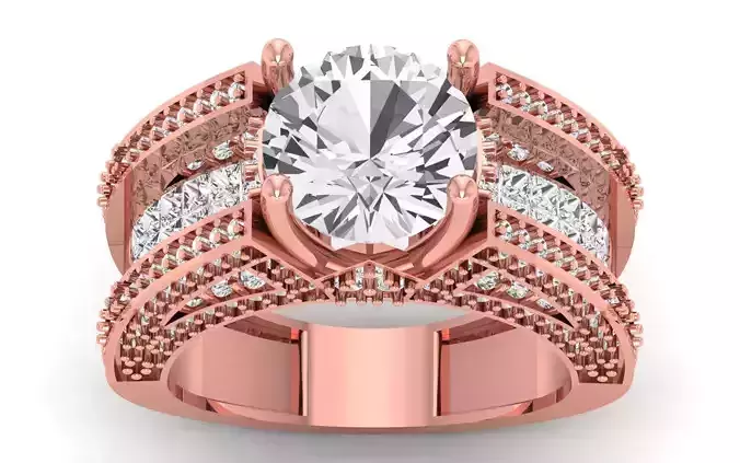 Baguette Diamond Heavy Weight Bridsmaid Ring 3D print model