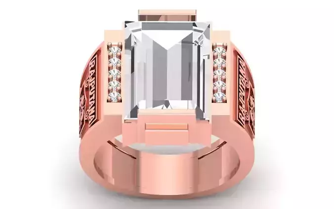 Three Stone Emerald Wedding Ring 