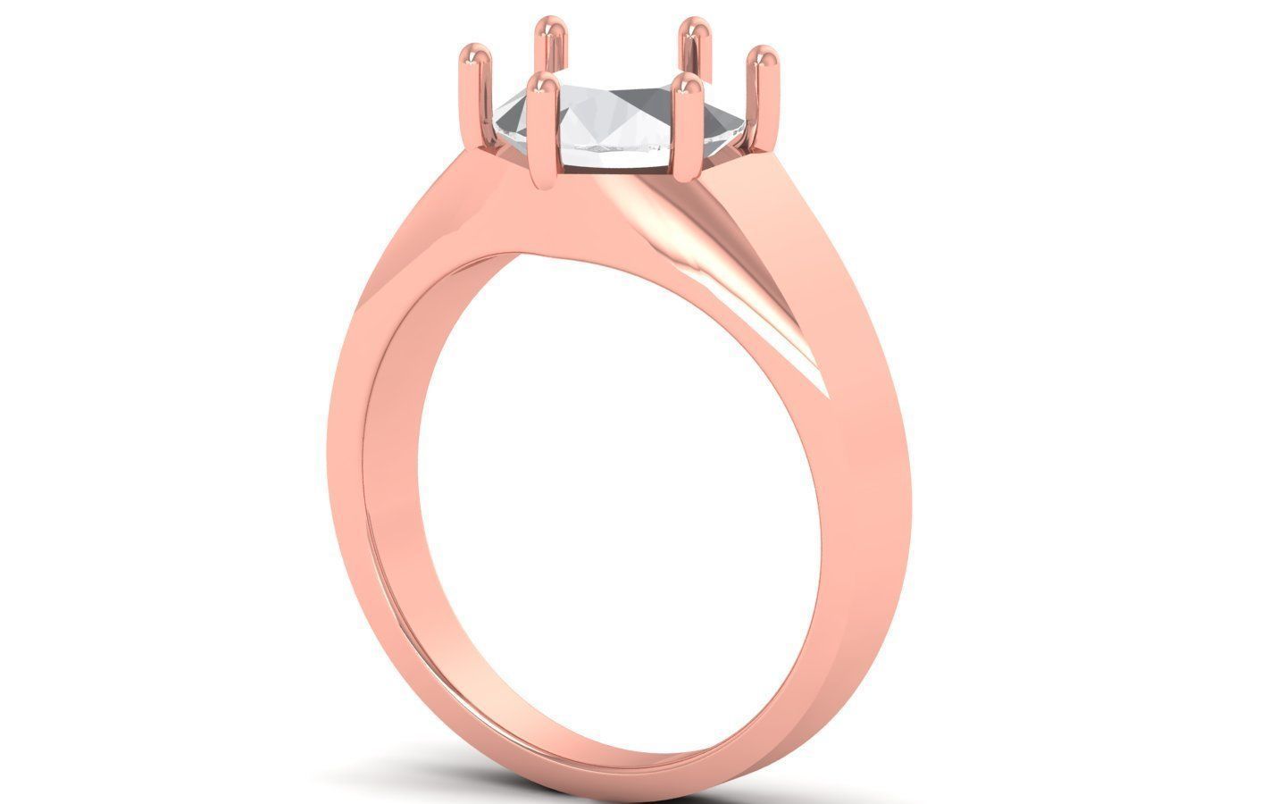 Fancy Cut Round Diamond Solitaire Engagement Rings 3D print model_2