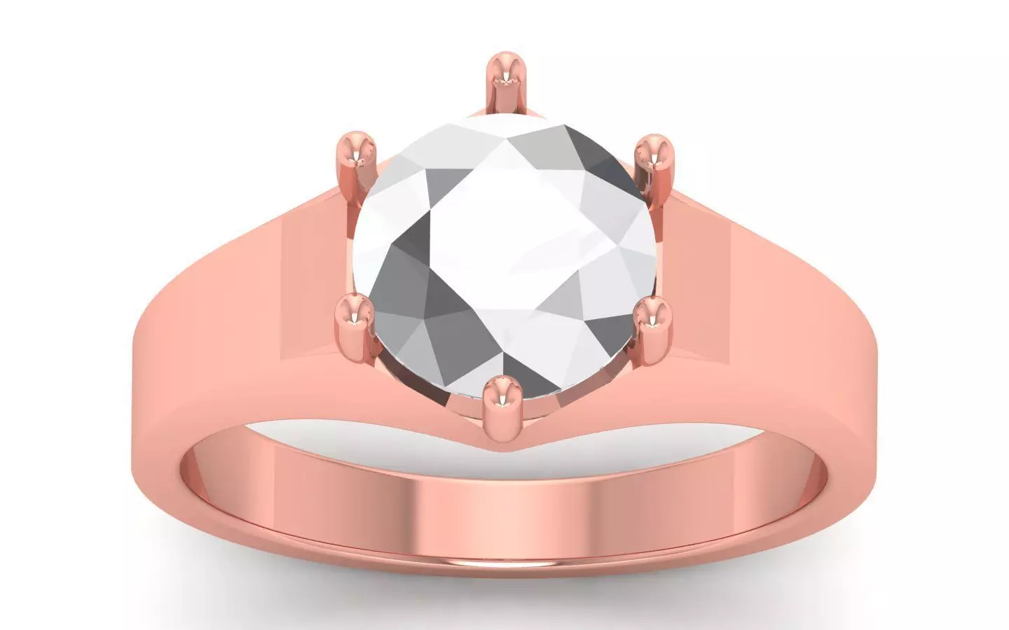 Fancy Cut Round Diamond Solitaire Engagement Rings 3D print model_0