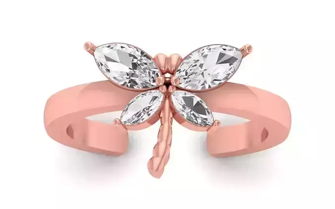 Marquise Diamond Butterfly Adjustable  Ring  3D print model