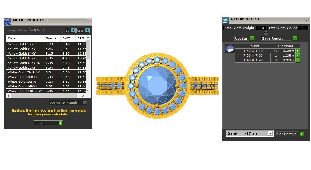 Round Diamond Halo Engagement Ring 3D print model_3