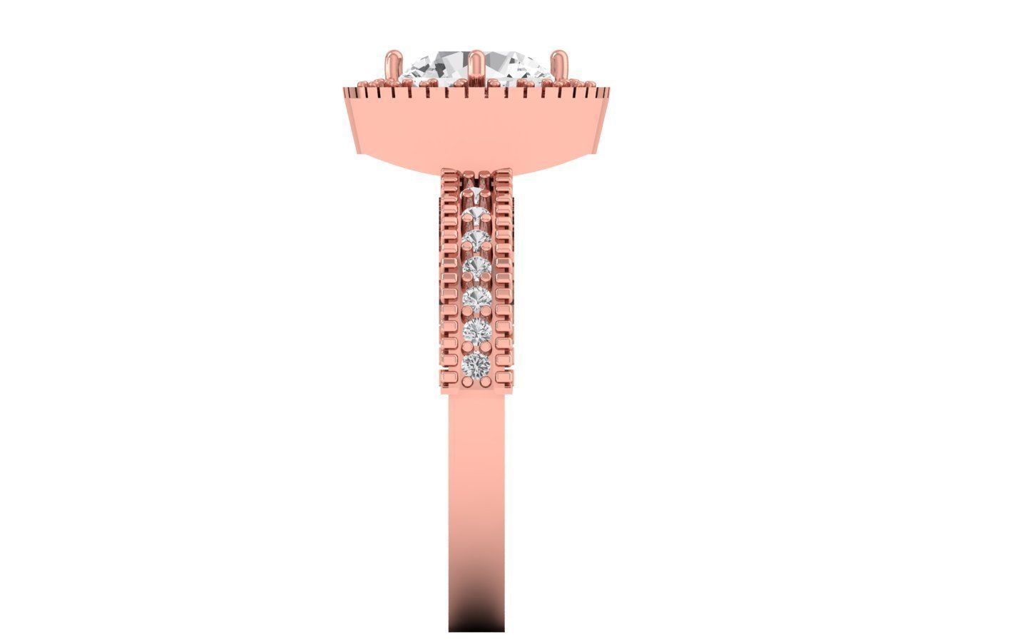 Round Diamond Halo Engagement Ring 3D print model_1