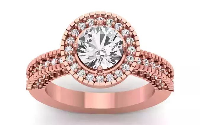 Round Diamond Halo Engagement Ring 3D print model