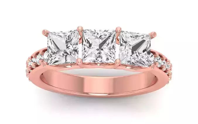 Three Stone Princess Diamond Engagement Ring