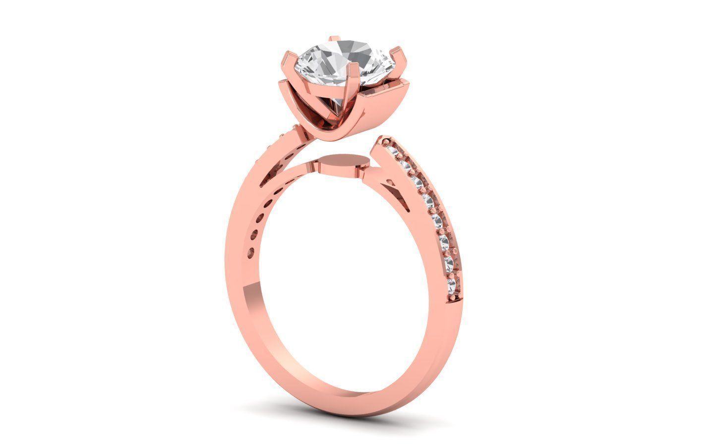 Oave Diamond Solitaiare Engagement Ring 3D print model_1