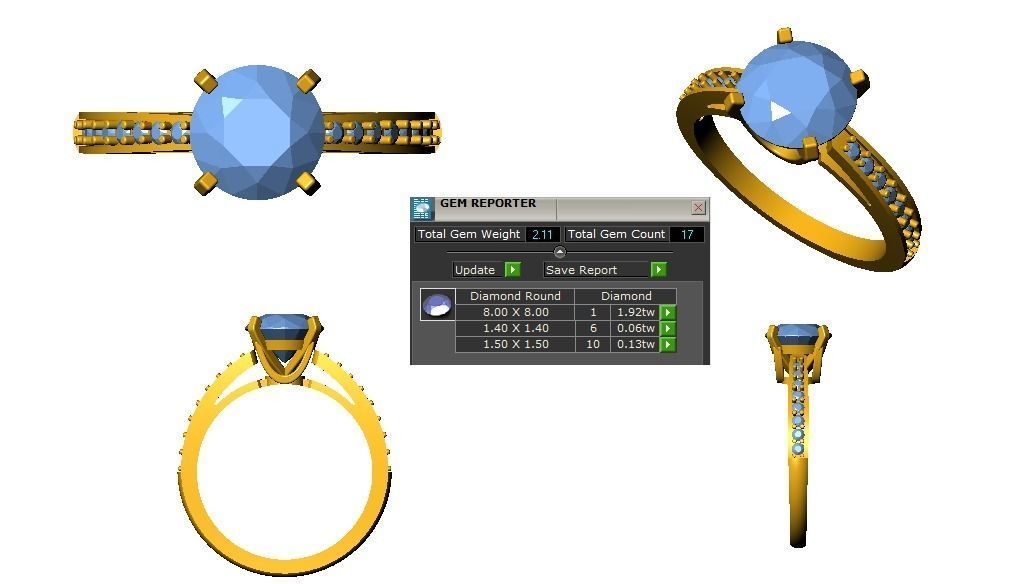 Oave Diamond Solitaiare Engagement Ring 3D print model_3