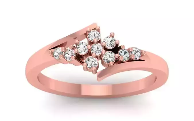 Multi Diamond Engagement Wedding Bypass Ring 3D print model