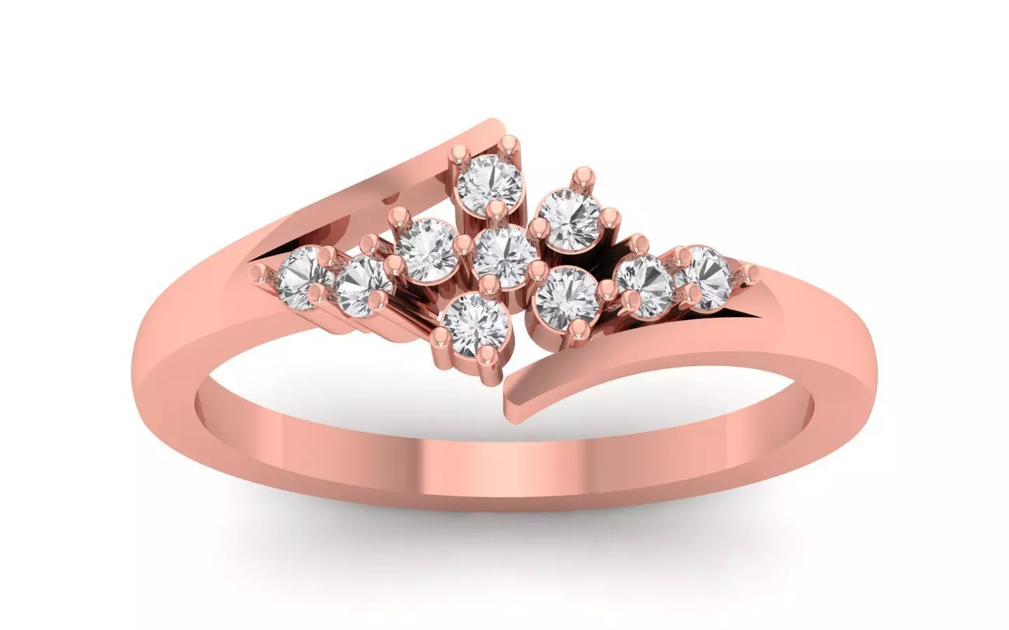 Multi Diamond Engagement Wedding Bypass Ring 3D print model_0